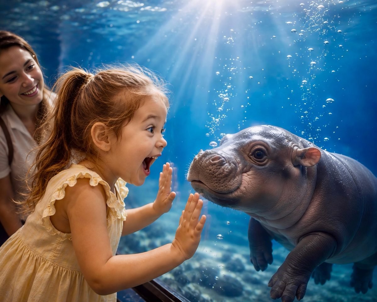 A child enjoying a day at the aquarium